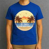 St Lucia Is My Happy Place Fun Beach Vacation Palm Trees Su Meaningful Gift T-Shirt