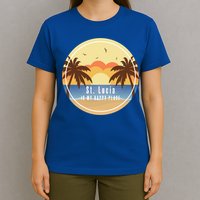 St Lucia Is My Happy Place Fun Beach Vacation Palm Trees Su Meaningful Gift T-Shirt