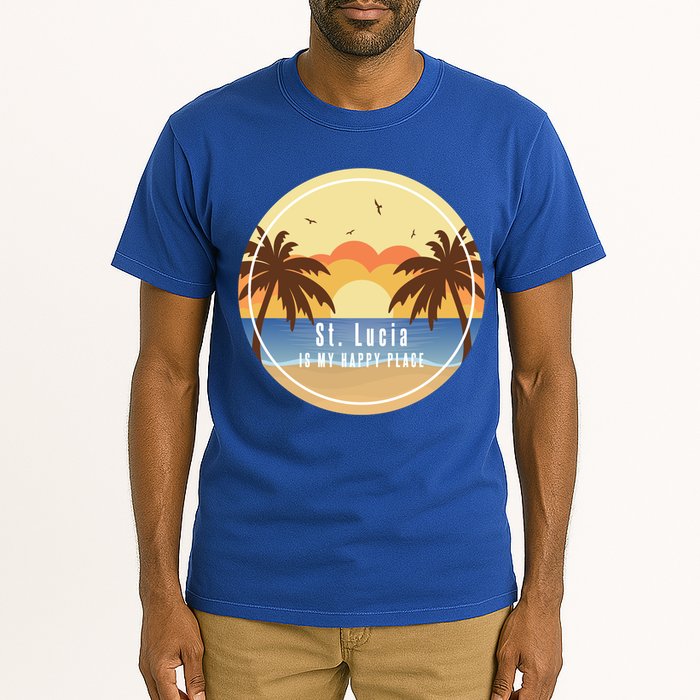 St Lucia Is My Happy Place Fun Beach Vacation Palm Trees Su Meaningful Gift Tall T-Shirt