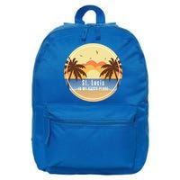 St Lucia Is My Happy Place Fun Beach Vacation Palm Trees Su Meaningful Gift 16 in Basic Backpack