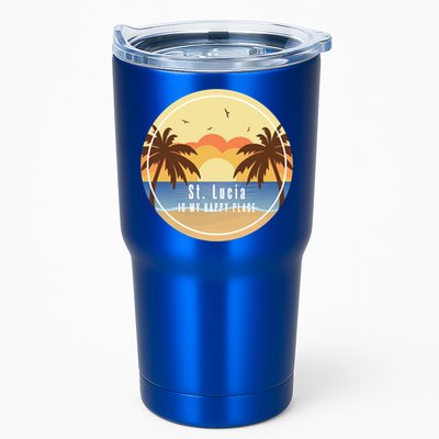 St Lucia Is My Happy Place Fun Beach Vacation Palm Trees Su Meaningful Gift Tumbler