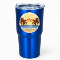 St Lucia Is My Happy Place Fun Beach Vacation Palm Trees Su Meaningful Gift Tumbler