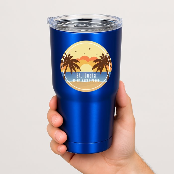 St Lucia Is My Happy Place Fun Beach Vacation Palm Trees Su Meaningful Gift Tumbler