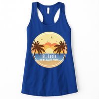St Lucia Is My Happy Place Fun Beach Vacation Palm Trees Su Meaningful Gift Womens Tank Top