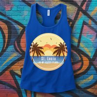 St Lucia Is My Happy Place Fun Beach Vacation Palm Trees Su Meaningful Gift Womens Tank Top