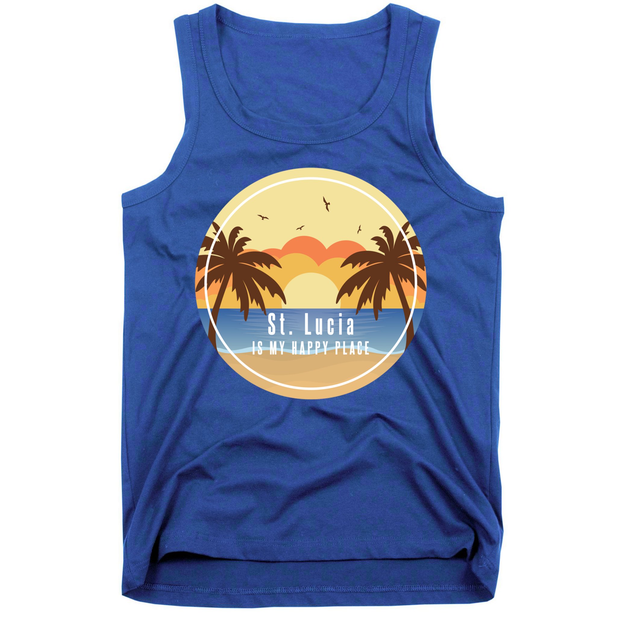 St Lucia Is My Happy Place Fun Beach Vacation Palm Trees Su Meaningful Gift Tank Top