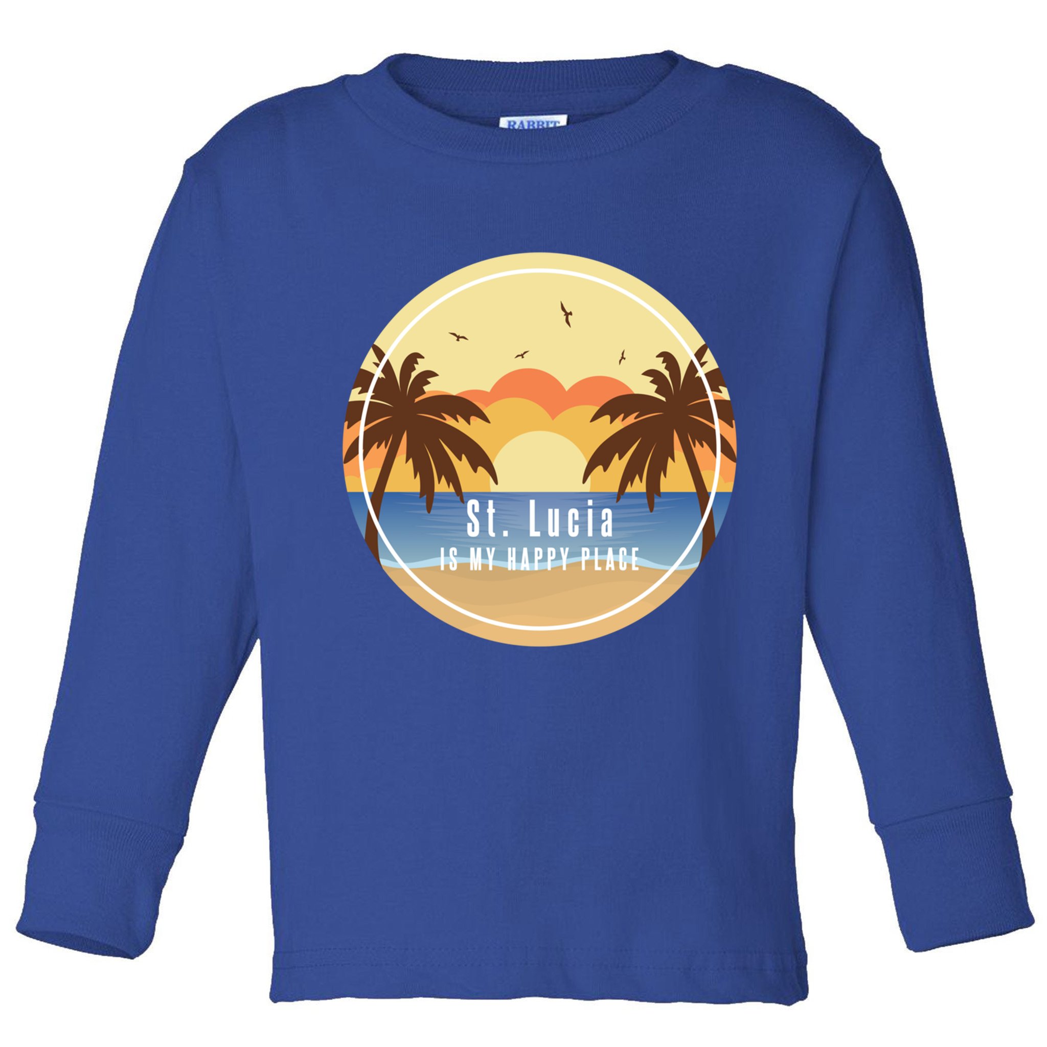 St Lucia Is My Happy Place Fun Beach Vacation Palm Trees Su Meaningful Gift Toddler Long Sleeve Shirt