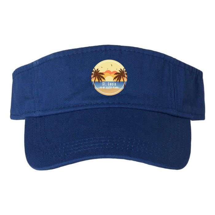 St Lucia Is My Happy Place Fun Beach Vacation Palm Trees Su Meaningful Gift Visor