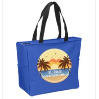St Lucia Is My Happy Place Fun Beach Vacation Palm Trees Su Meaningful Gift Zip Tote Bag