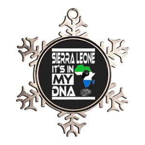 Sierra Leone ItS In My Dna With Flag Africa Map Raised Fist Metallic Star Ornament