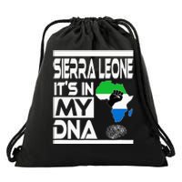 Sierra Leone Its In My DNA With Flag Africa Map Raised Fist Drawstring Bag