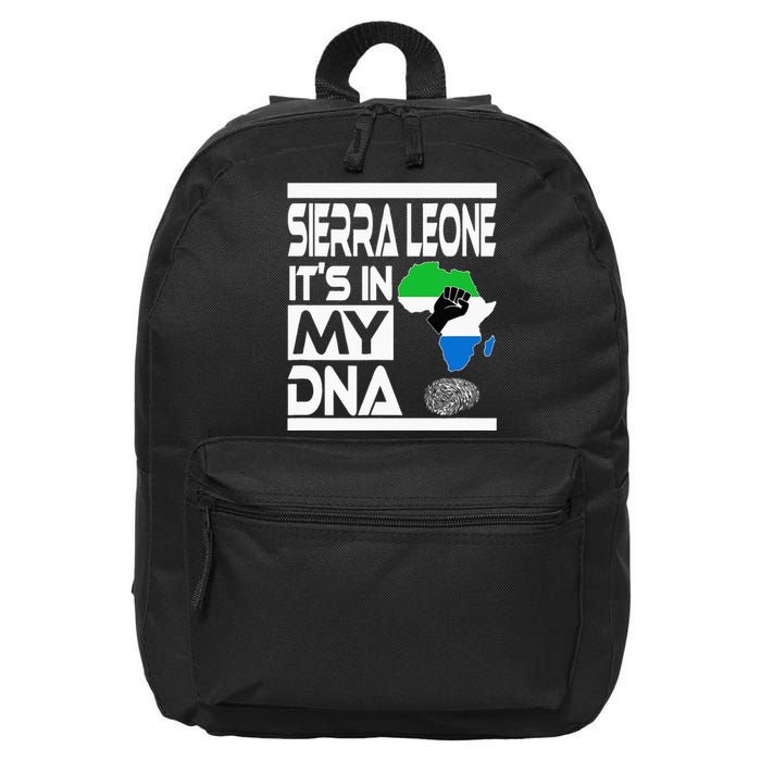 Sierra Leone Its In My DNA With Flag Africa Map Raised Fist 16 in Basic Backpack