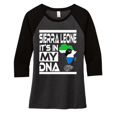 Sierra Leone Its In My DNA With Flag Africa Map Raised Fist Women's Tri-Blend 3/4-Sleeve Raglan Shirt