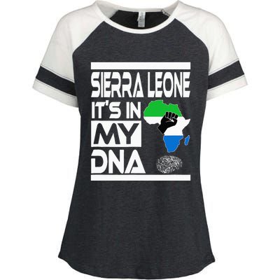 Sierra Leone Its In My DNA With Flag Africa Map Raised Fist Enza Ladies Jersey Colorblock Tee