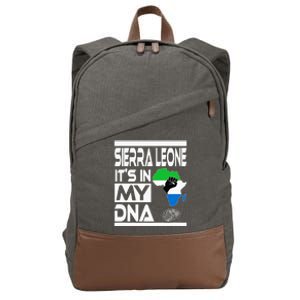 Sierra Leone Its In My DNA With Flag Africa Map Raised Fist Cotton Canvas Backpack