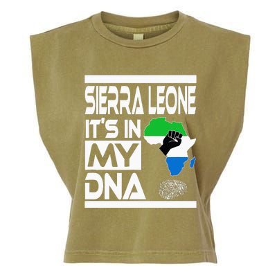 Sierra Leone Its In My DNA With Flag Africa Map Raised Fist Garment-Dyed Women's Muscle Tee