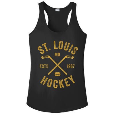 St Louis Ice Hockey Gift Crossed Sticks Gift Ladies PosiCharge Competitor Racerback Tank