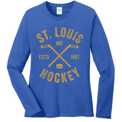 St Louis Ice Hockey Gift Crossed Sticks Gift Ladies Long Sleeve Shirt