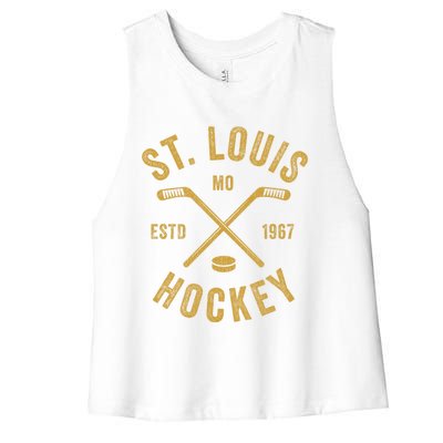 St Louis Ice Hockey Gift Crossed Sticks Gift Women's Racerback Cropped Tank