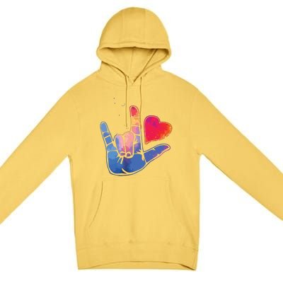 Sign Language I Love You T Space Stars Heart Tee Gift Premium Pullover Hoodie