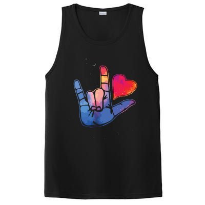 Sign Language I Love You T Space Stars Heart Tee Gift PosiCharge Competitor Tank