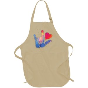 Sign Language I Love You T Space Stars Heart Tee Gift Full-Length Apron With Pockets