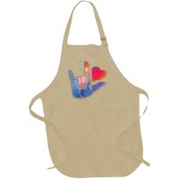 Sign Language I Love You T Space Stars Heart Tee Gift Full-Length Apron With Pockets