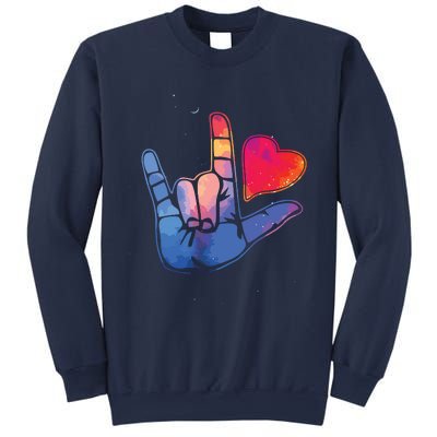 Sign Language I Love You T Space Stars Heart Tee Gift Sweatshirt