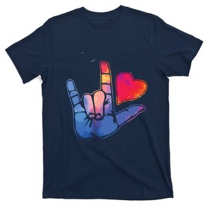 Sign Language I Love You T Space Stars Heart Tee Gift T-Shirt