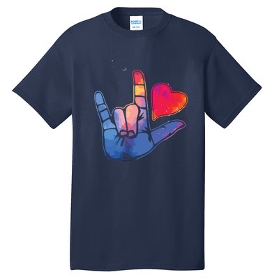 Sign Language I Love You T Space Stars Heart Tee Gift Tall T-Shirt