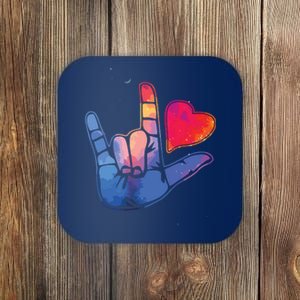 Sign Language I Love You T Space Stars Heart Tee Gift Coaster