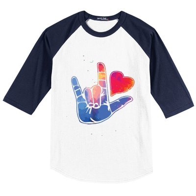 Sign Language I Love You T Space Stars Heart Tee Gift Baseball Sleeve Shirt