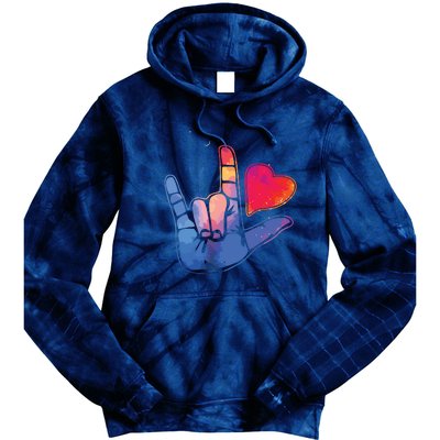 Sign Language I Love You T Space Stars Heart Tee Gift Tie Dye Hoodie