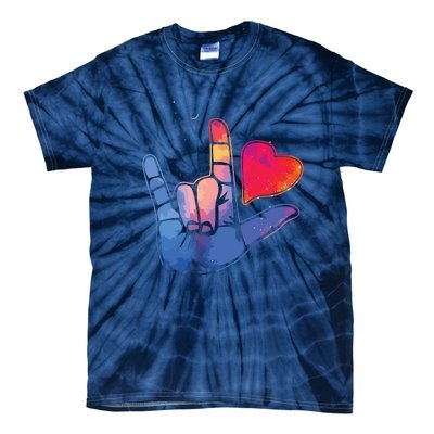 Sign Language I Love You T Space Stars Heart Tee Gift Tie-Dye T-Shirt