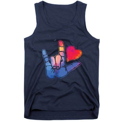 Sign Language I Love You T Space Stars Heart Tee Gift Tank Top