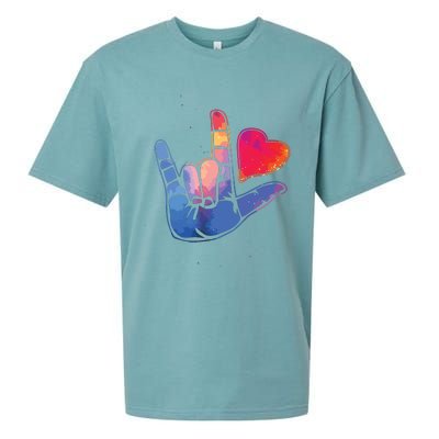 Sign Language I Love You T Space Stars Heart Tee Gift Sueded Cloud Jersey T-Shirt