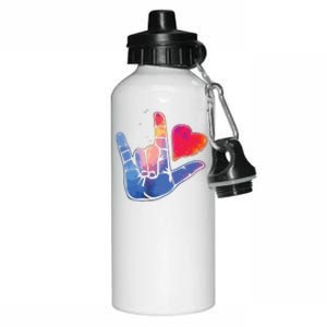 Sign Language I Love You T Space Stars Heart Tee Gift Aluminum Water Bottle