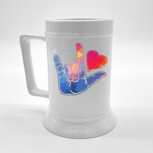 Sign Language I Love You T Space Stars Heart Tee Gift Beer Stein