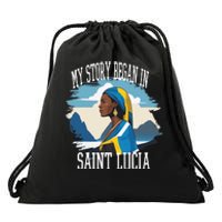 St. Lucia Independence My Story Began In St. Lucia Heritage Drawstring Bag