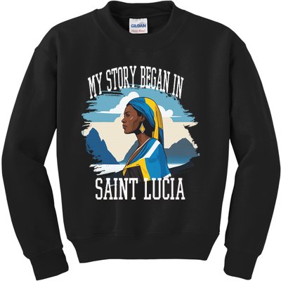 St. Lucia Independence My Story Began In St. Lucia Heritage Kids Sweatshirt