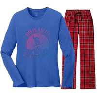 Snowboarding Life Is Better On The Slopes Cool Gift Women's Long Sleeve Flannel Pajama Set 