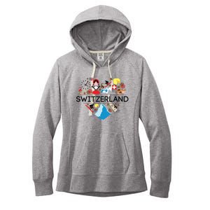 Switzerland Love Illustrated Swiss Symbol Alpine Women's Fleece Hoodie