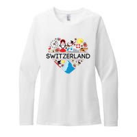 Switzerland Love Illustrated Swiss Symbol Alpine Womens CVC Long Sleeve Shirt