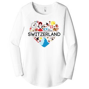 Switzerland Love Illustrated Swiss Symbol Alpine Women's Perfect Tri Tunic Long Sleeve Shirt