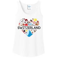 Switzerland Love Illustrated Swiss Symbol Alpine Ladies Essential Tank