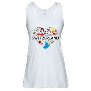 Switzerland Love Illustrated Swiss Symbol Alpine Ladies Essential Flowy Tank