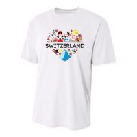 Switzerland Love Illustrated Swiss Symbol Alpine Youth Performance Sprint T-Shirt