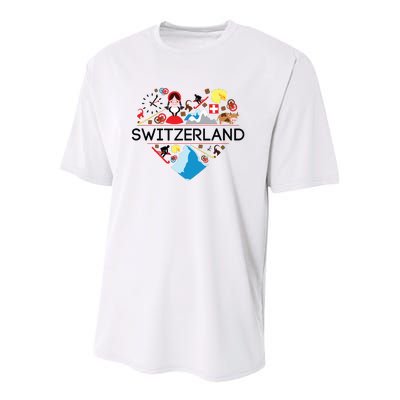 Switzerland Love Illustrated Swiss Symbol Alpine Youth Performance Sprint T-Shirt