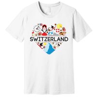 Switzerland Love Illustrated Swiss Symbol Alpine Premium T-Shirt