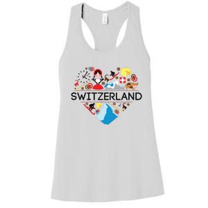 Switzerland Love Illustrated Swiss Symbol Alpine Women's Racerback Tank